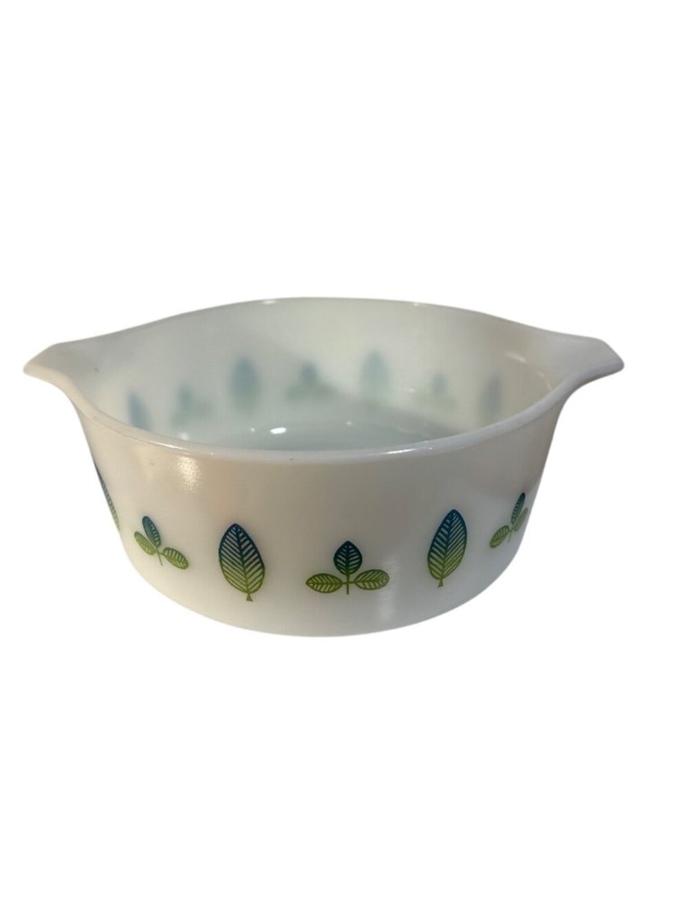 Pyrex Cinderella 1.5 Pint Casserole Serving Bowl Blue and Green Leaf Promotional